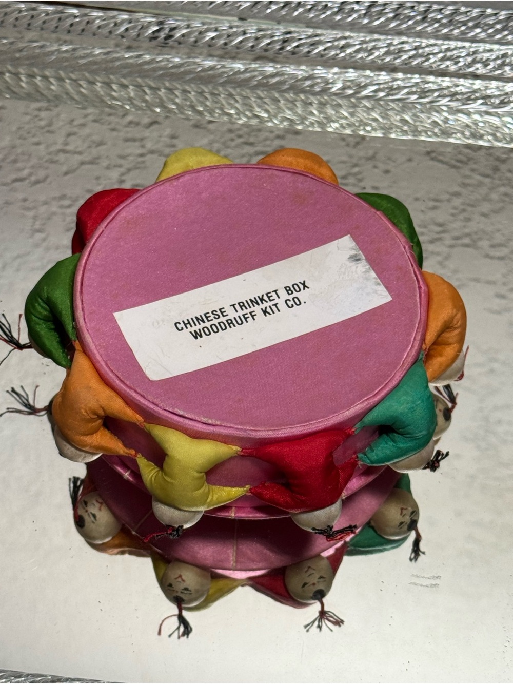 Vintage Silk Chinese Dolls Trinket Jewelry Box w/Lid - Picture 6 of 14